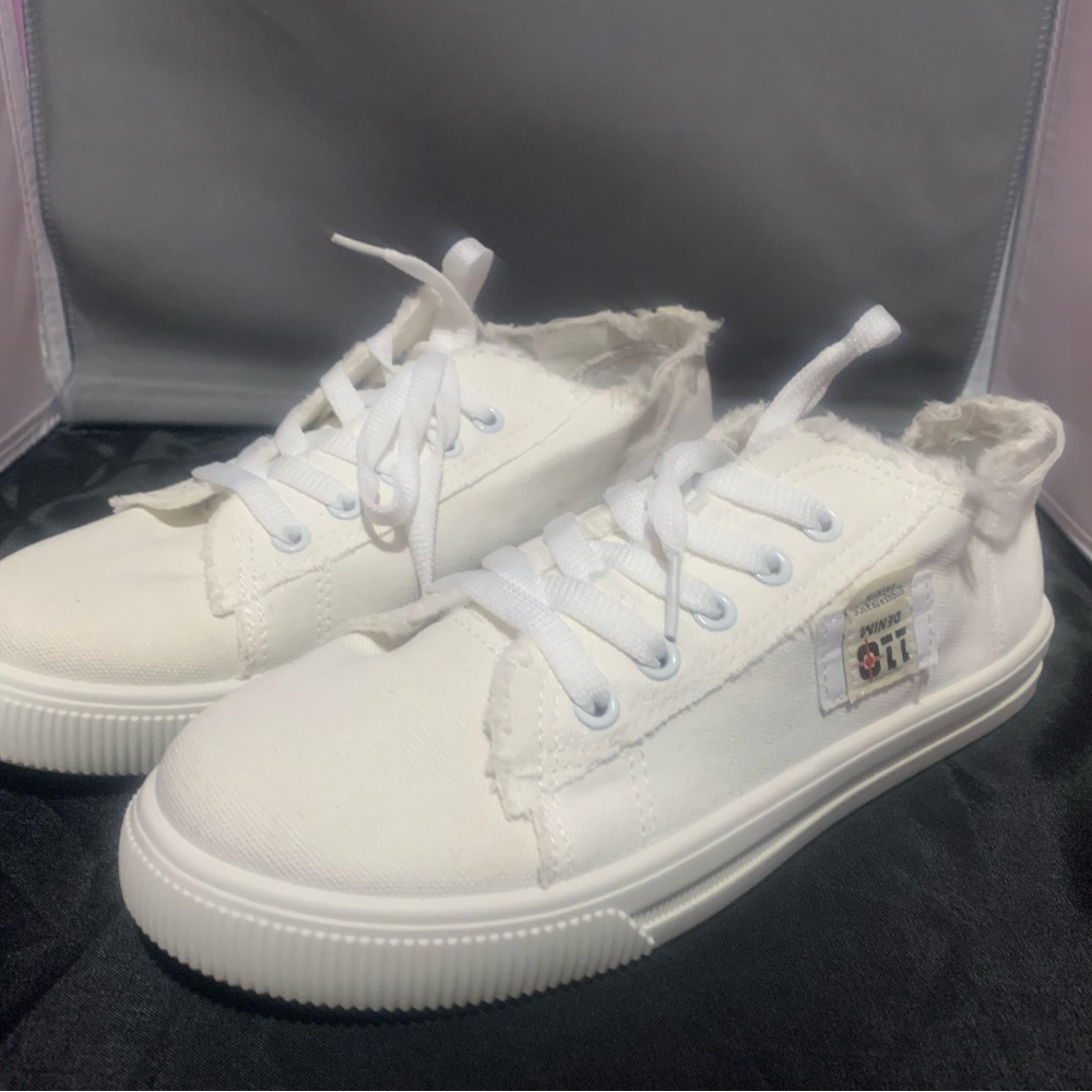 Stylish White Canvas Slip-on Sneakers by 110 Denim